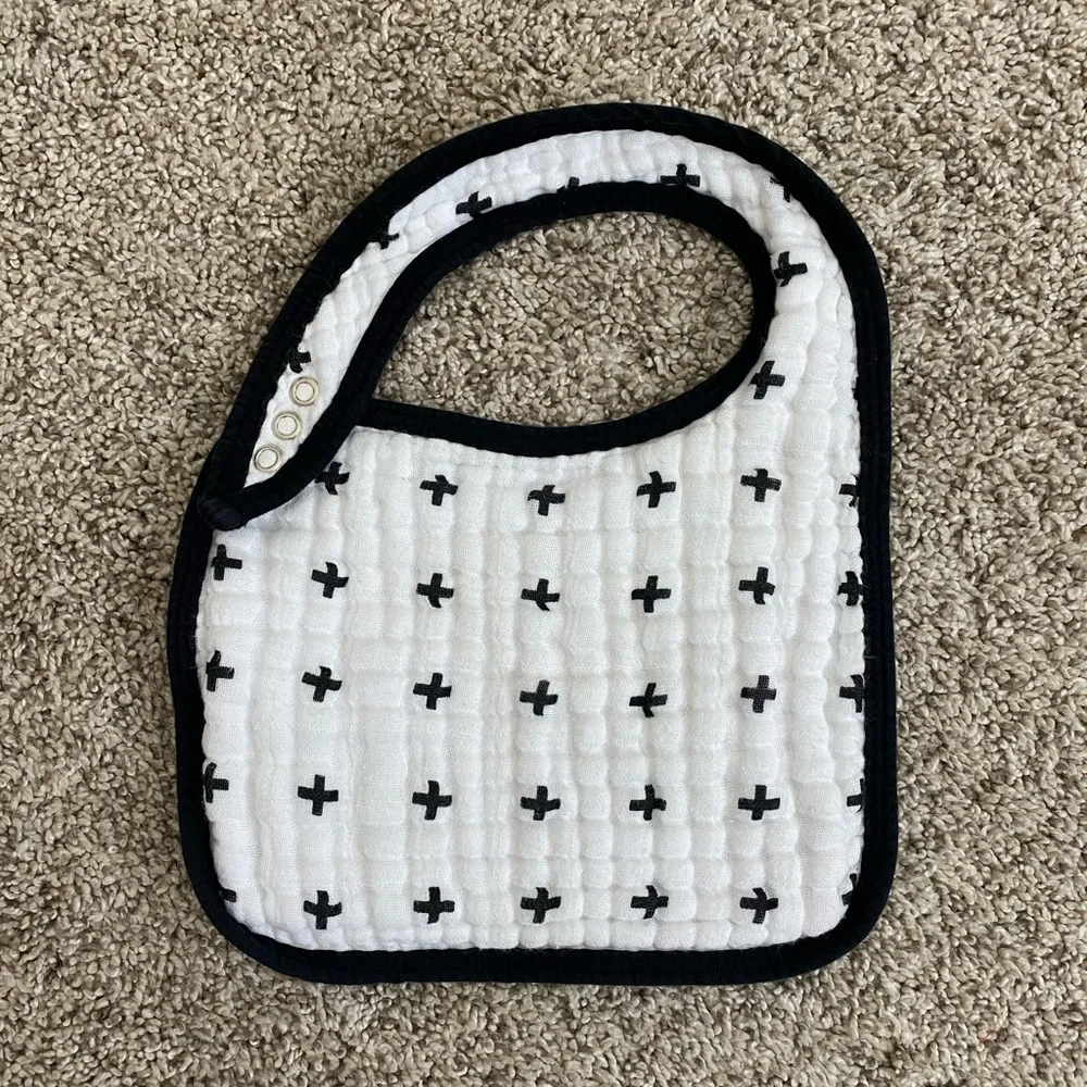 Bundle of 3- Modern Burlap Bibs - organic cotton monochrome black and white